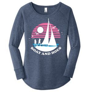 Boats And Hoes Retro Sunset Funny Women's Perfect Tri Tunic Long Sleeve Shirt