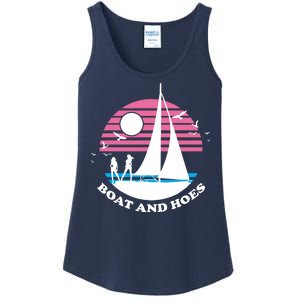 Boats And Hoes Retro Sunset Funny Ladies Essential Tank