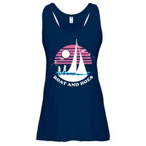 Boats And Hoes Retro Sunset Funny Ladies Essential Flowy Tank