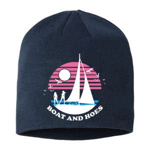 Boats And Hoes Retro Sunset Funny Sustainable Beanie