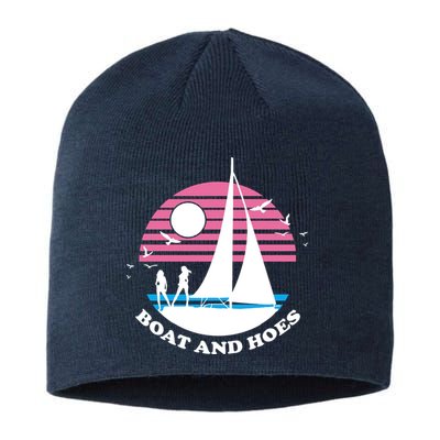 Boats And Hoes Retro Sunset Funny Sustainable Beanie