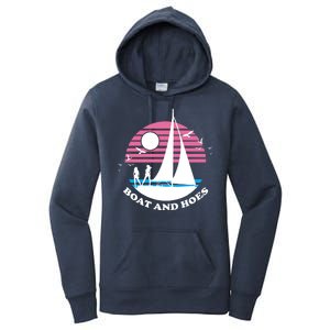 Boats And Hoes Retro Sunset Funny Women's Pullover Hoodie