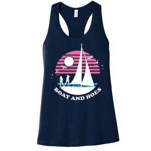 Boats And Hoes Retro Sunset Funny Women's Racerback Tank