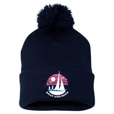 Boats And Hoes Retro Sunset Funny Pom Pom 12in Knit Beanie