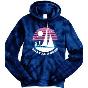 Boats And Hoes Retro Sunset Funny Tie Dye Hoodie