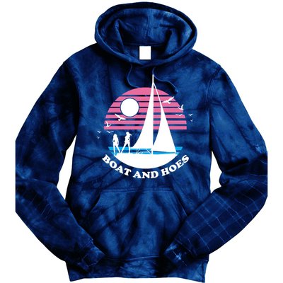 Boats And Hoes Retro Sunset Funny Tie Dye Hoodie