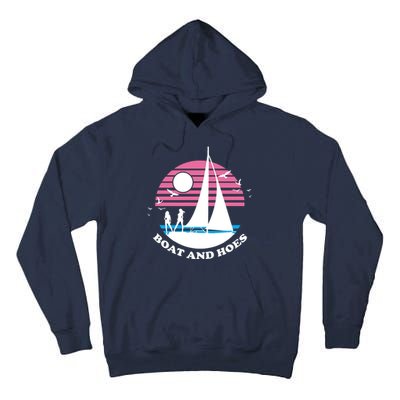 Boats And Hoes Retro Sunset Funny Tall Hoodie