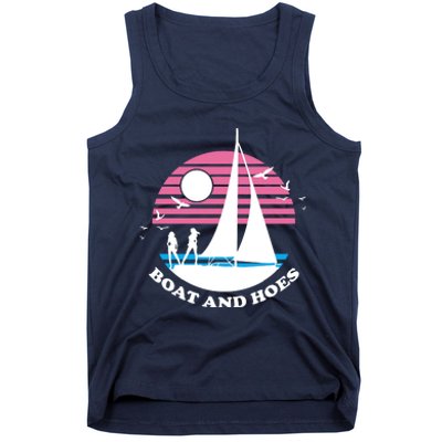 Boats And Hoes Retro Sunset Funny Tank Top