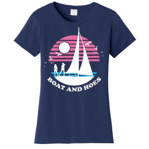 Boats And Hoes Retro Sunset Funny Women's T-Shirt