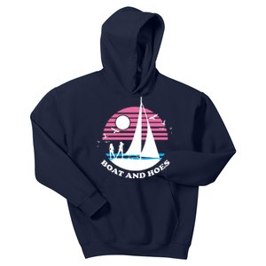 Boats And Hoes Retro Sunset Funny Kids Hoodie