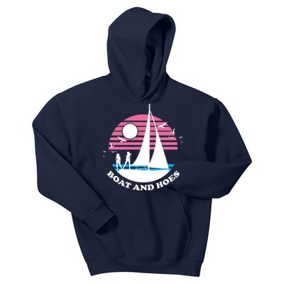 Boats And Hoes Retro Sunset Funny Kids Hoodie