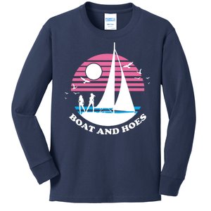 Boats And Hoes Retro Sunset Funny Kids Long Sleeve Shirt