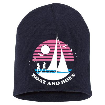 Boats And Hoes Retro Sunset Funny Short Acrylic Beanie