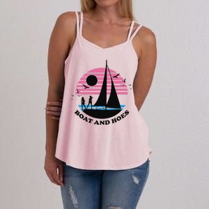 Boats And Hoes Retro Sunset Funny Women's Strappy Tank