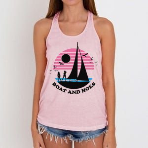 Boats And Hoes Retro Sunset Funny Women's Knotted Racerback Tank