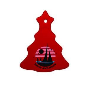 Boats And Hoes Retro Sunset Funny Ceramic Tree Ornament