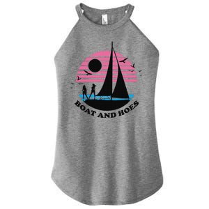 Boats And Hoes Retro Sunset Funny Women's Perfect Tri Rocker Tank