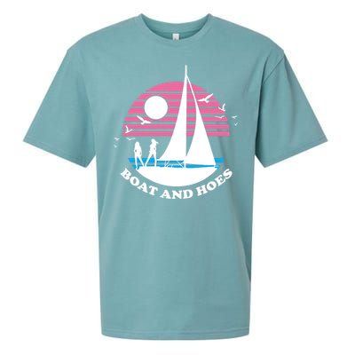 Boats And Hoes Retro Sunset Funny Sueded Cloud Jersey T-Shirt