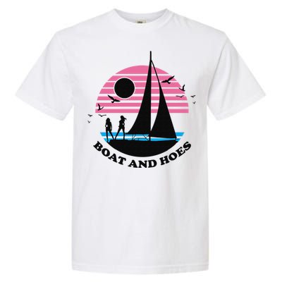 Boats And Hoes Retro Sunset Funny Garment-Dyed Heavyweight T-Shirt