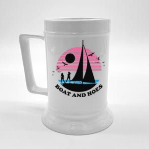 Boats And Hoes Retro Sunset Funny Beer Stein