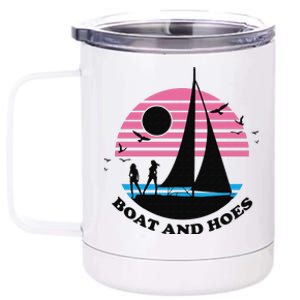 Boats And Hoes Retro Sunset Funny 12 oz Stainless Steel Tumbler Cup