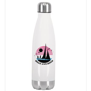 Boats And Hoes Retro Sunset Funny Stainless Steel Insulated Water Bottle