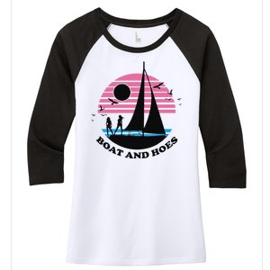 Boats And Hoes Retro Sunset Funny Women's Tri-Blend 3/4-Sleeve Raglan Shirt