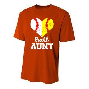 Ball Aunt Heart Funny Baseball Softball Aunt Cool Gift Youth Performance Sprint T-Shirt