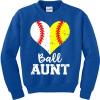 Ball Aunt Heart Funny Baseball Softball Aunt Cool Gift Kids Sweatshirt