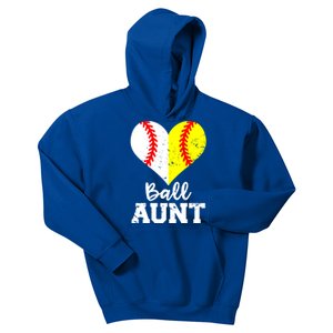 Ball Aunt Heart Funny Baseball Softball Aunt Cool Gift Kids Hoodie