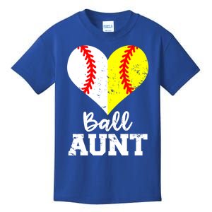 Ball Aunt Heart Funny Baseball Softball Aunt Cool Gift Kids T-Shirt