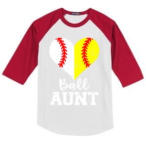 Ball Aunt Heart Funny Baseball Softball Aunt Cool Gift Kids Colorblock Raglan Jersey