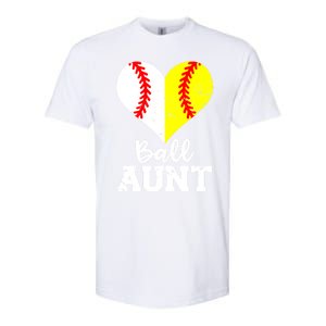 Ball Aunt Heart Funny Baseball Softball Aunt Cool Gift Softstyle CVC T-Shirt