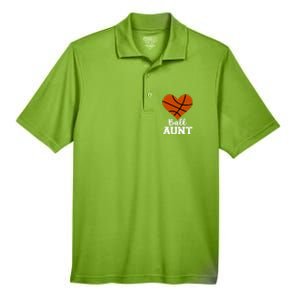 Ball Aunt Heart Funny Basketball Aunt Gift Men's Origin Performance Pique Polo