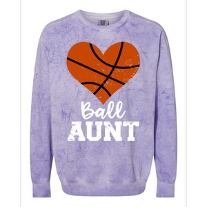 Ball Aunt Heart Funny Basketball Aunt Gift Colorblast Crewneck Sweatshirt