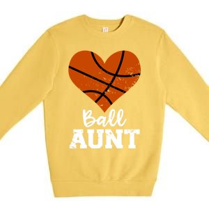 Ball Aunt Heart Funny Basketball Aunt Gift Premium Crewneck Sweatshirt