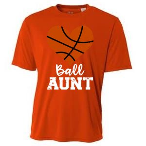 Ball Aunt Heart Funny Basketball Aunt Gift Cooling Performance Crew T-Shirt