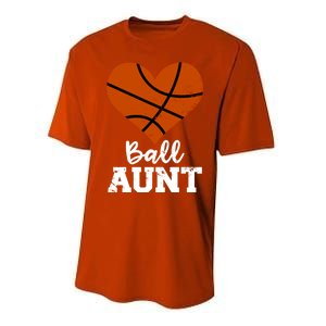 Ball Aunt Heart Funny Basketball Aunt Gift Performance Sprint T-Shirt