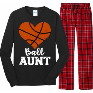 Ball Aunt Heart Funny Basketball Aunt Gift Long Sleeve Pajama Set