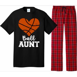 Ball Aunt Heart Funny Basketball Aunt Gift Pajama Set