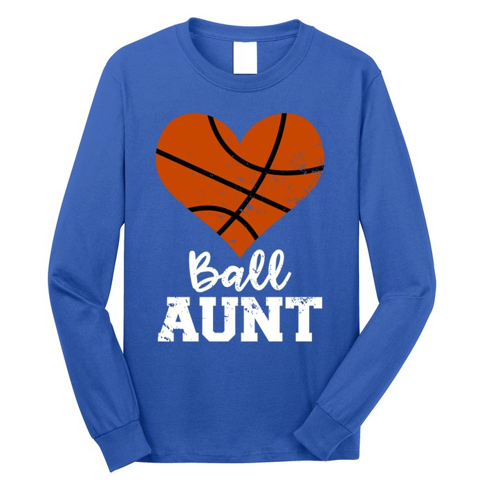 Ball Aunt Heart Funny Basketball Aunt Gift Long Sleeve Shirt