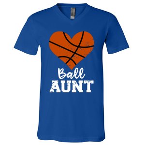 Ball Aunt Heart Funny Basketball Aunt Gift V-Neck T-Shirt