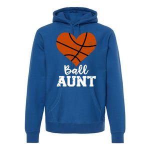 Ball Aunt Heart Funny Basketball Aunt Gift Premium Hoodie