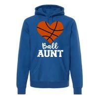 Ball Aunt Heart Funny Basketball Aunt Gift Premium Hoodie