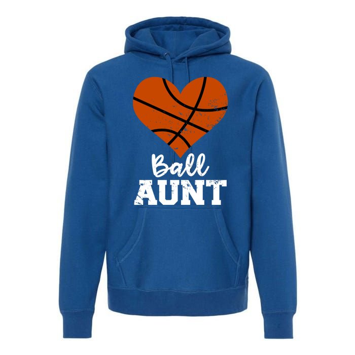 Ball Aunt Heart Funny Basketball Aunt Gift Premium Hoodie