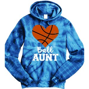 Ball Aunt Heart Funny Basketball Aunt Gift Tie Dye Hoodie