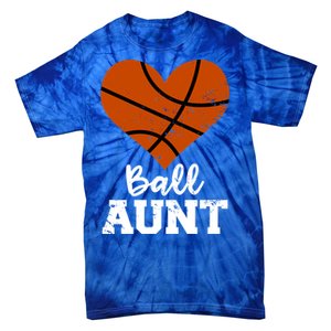 Ball Aunt Heart Funny Basketball Aunt Gift Tie-Dye T-Shirt