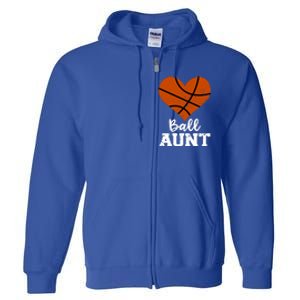 Ball Aunt Heart Funny Basketball Aunt Gift Full Zip Hoodie