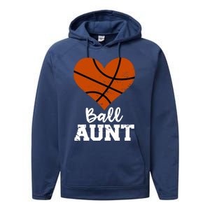 Ball Aunt Heart Funny Basketball Aunt Gift Performance Fleece Hoodie