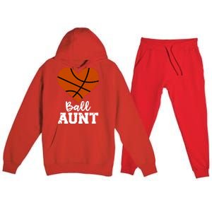 Ball Aunt Heart Funny Basketball Aunt Gift Premium Hooded Sweatsuit Set